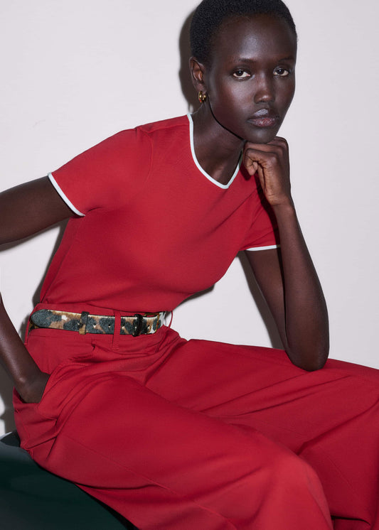 ME+EM Red Contrast Trim Slim Tee