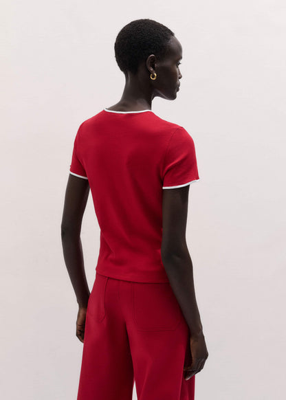 ME+EM Red Contrast Trim Slim Tee