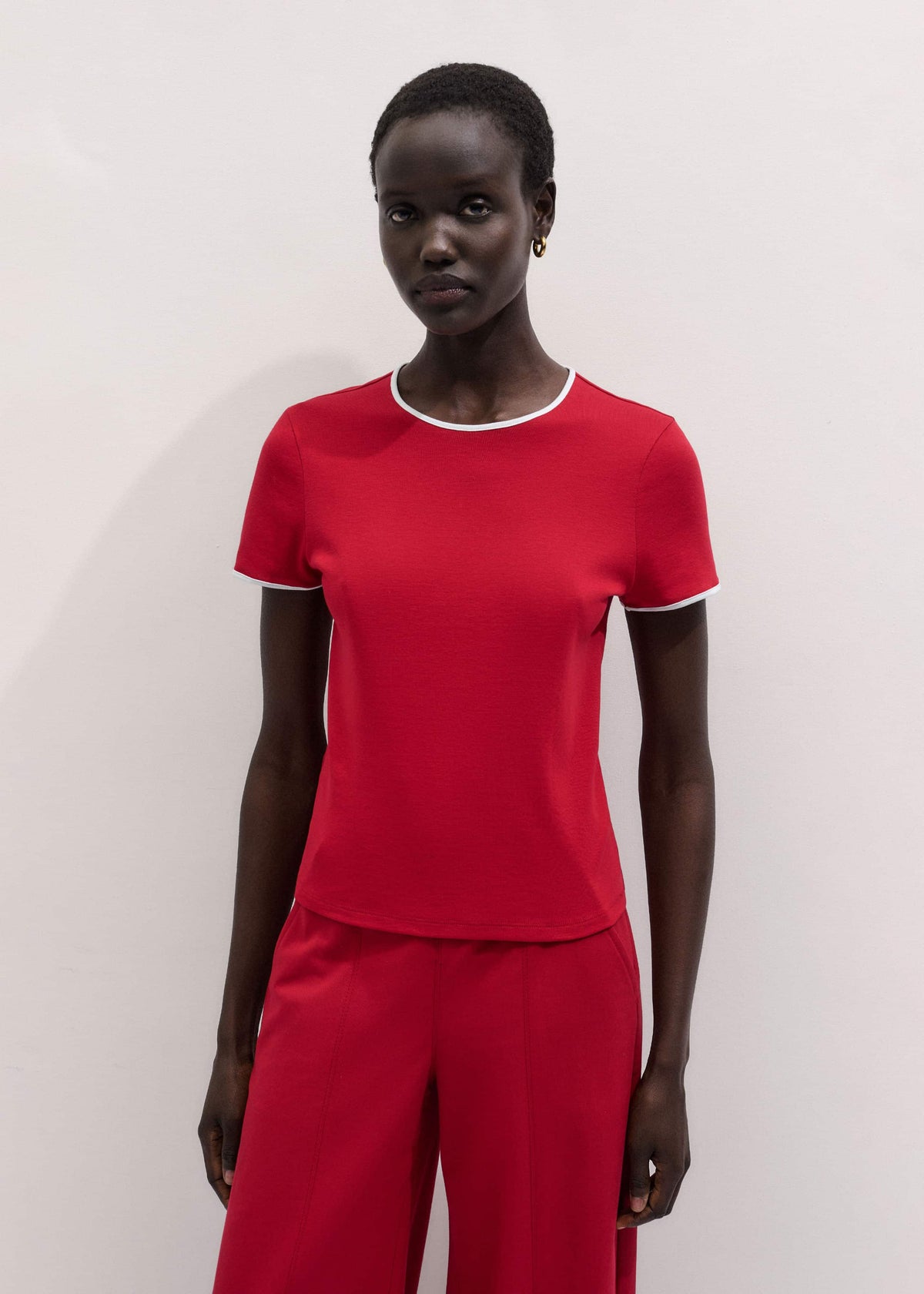 ME+EM Red Contrast Trim Slim Tee