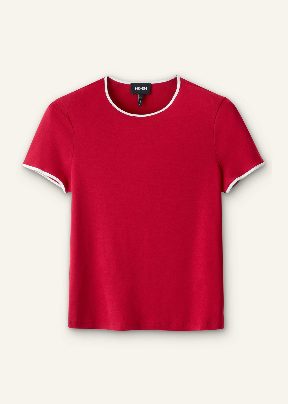 ME+EM Red Contrast Trim Slim Tee
