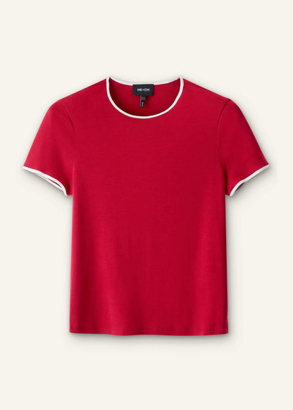 ME+EM Red Contrast Trim Slim Tee