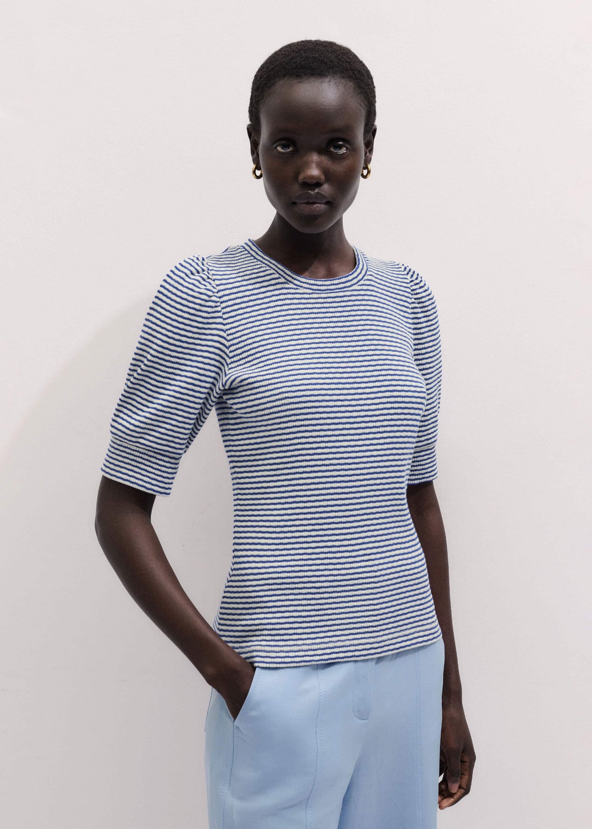 ME+EM Blue Feminine Sleeve Tee