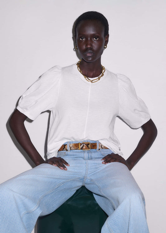 ME+EM White Feminine Sleeve Swing Top