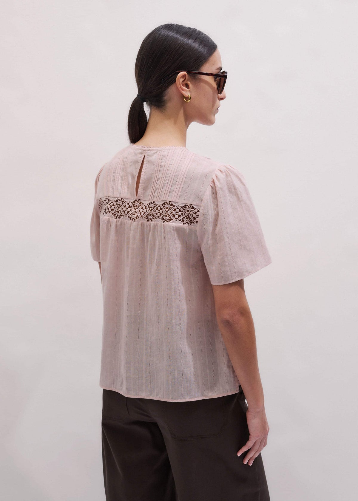 ME+EM Pink Embroidered Cutout Tee