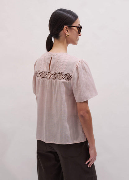 ME+EM Pink Embroidered Cutout Tee