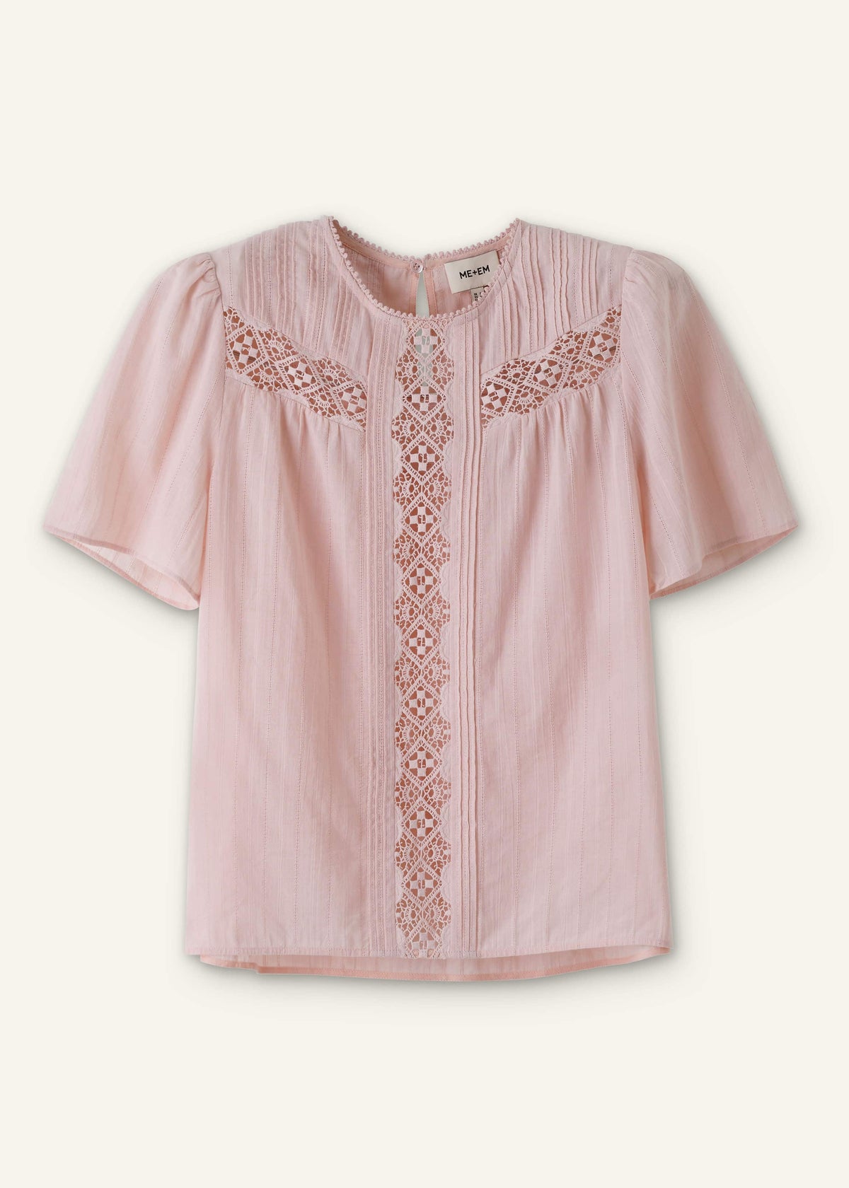 ME+EM Pink Embroidered Cutout Tee