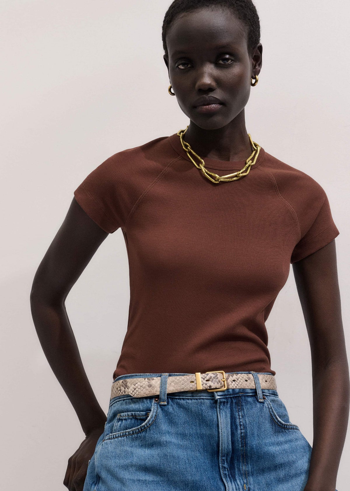 ME+EM Cinnamon Brown Ultimate Raglan Tee