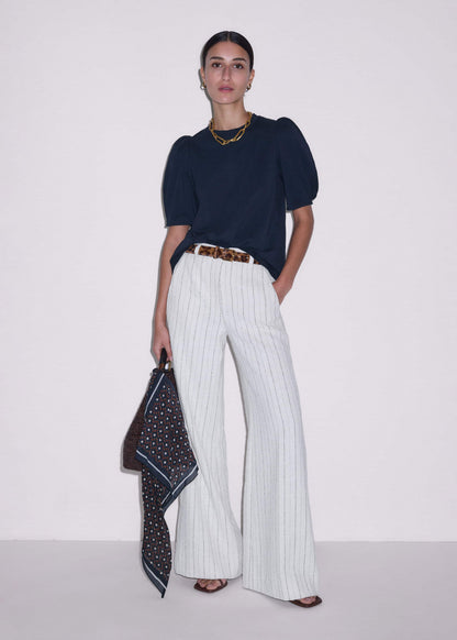 ME+EM Navy Feminine Sleeve Swing Top