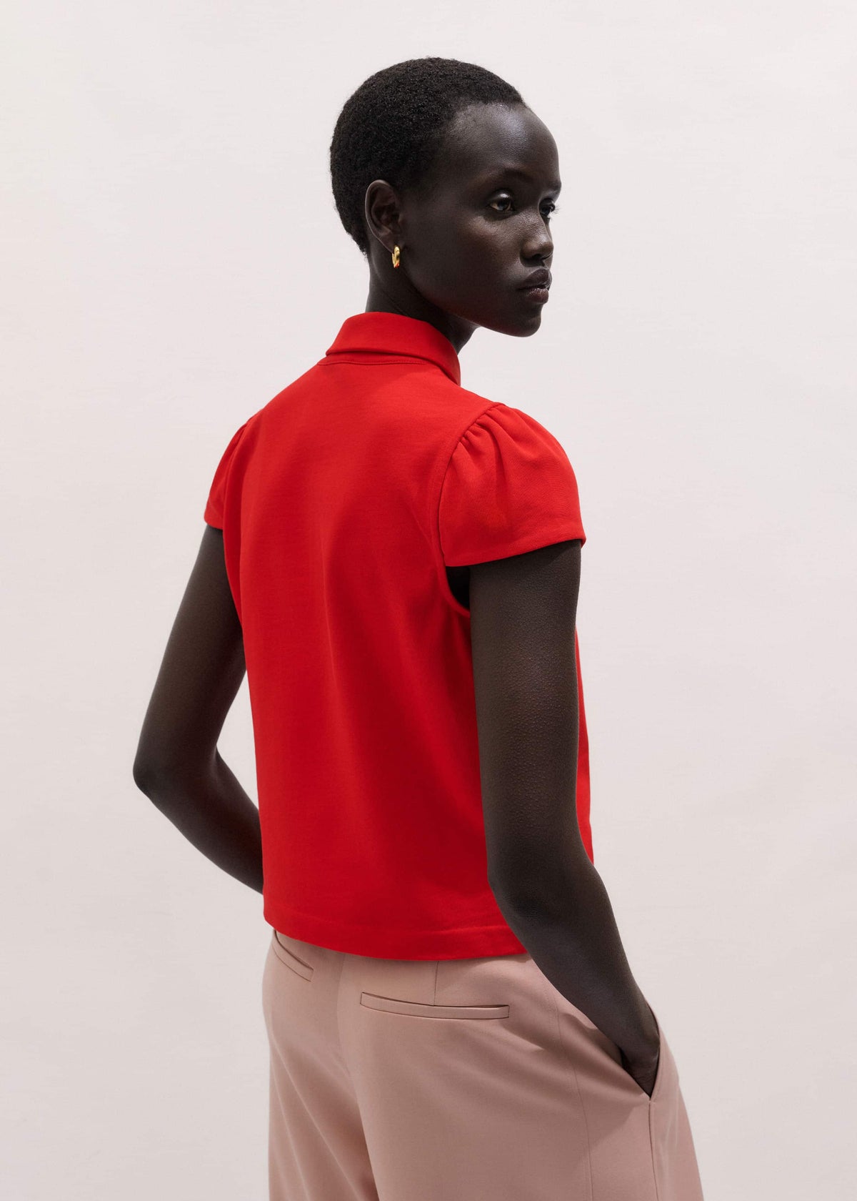 ME+EM Red Cap Sleeve Polo Top
