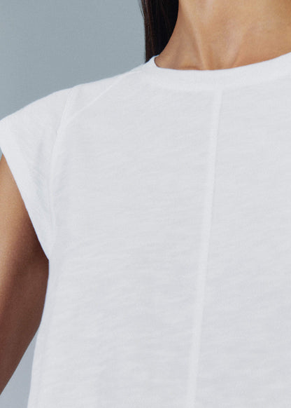 ME+EM White Cap Sleeve Crew Neck Swing Tee