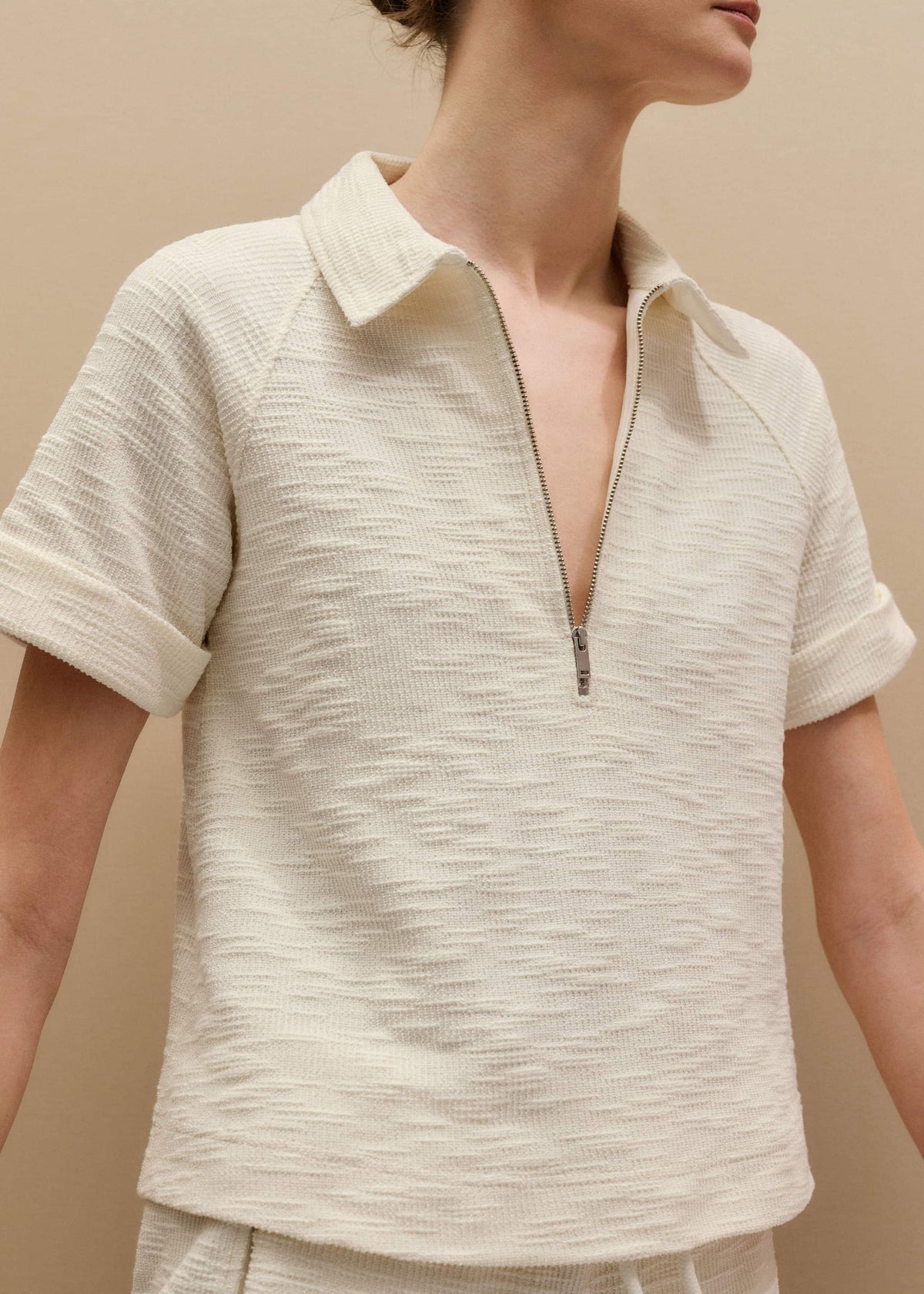 ME+EM Cream Polo Swing Top