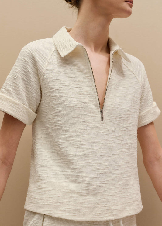 ME+EM Cream Polo Swing Top
