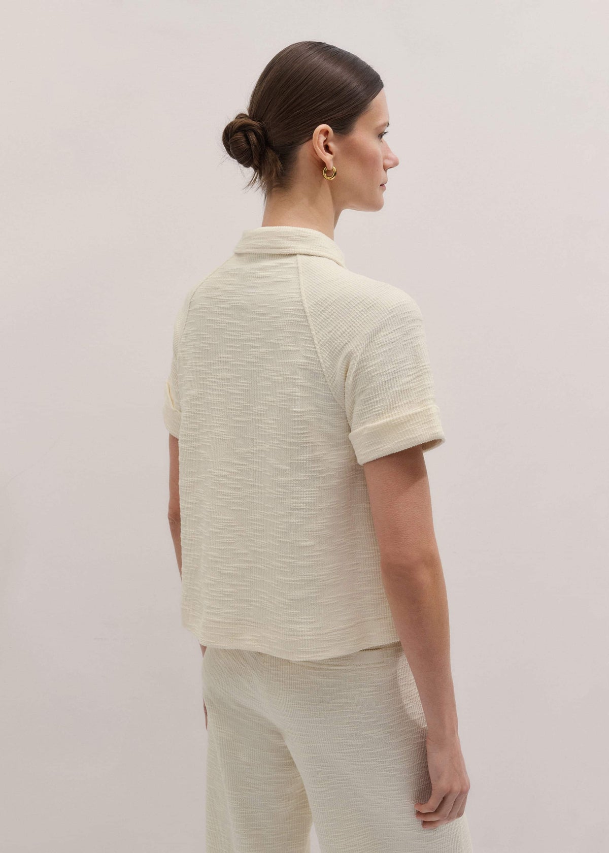 ME+EM Cream Polo Swing Top