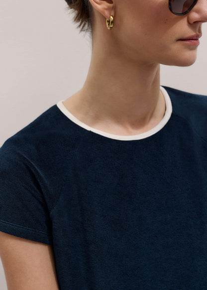 ME+EM Navy Toweling Rib Trim Baby Tee