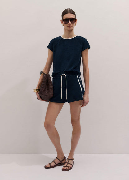 ME+EM Navy Toweling Rib Trim Baby Tee