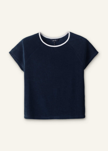ME+EM Navy Toweling Rib Trim Baby Tee