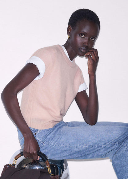 ME+EM Pink Merino Cashmere Silk Straight Baby Tee