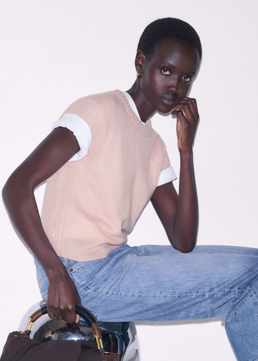 ME+EM Pink Merino Cashmere Silk Straight Baby Tee