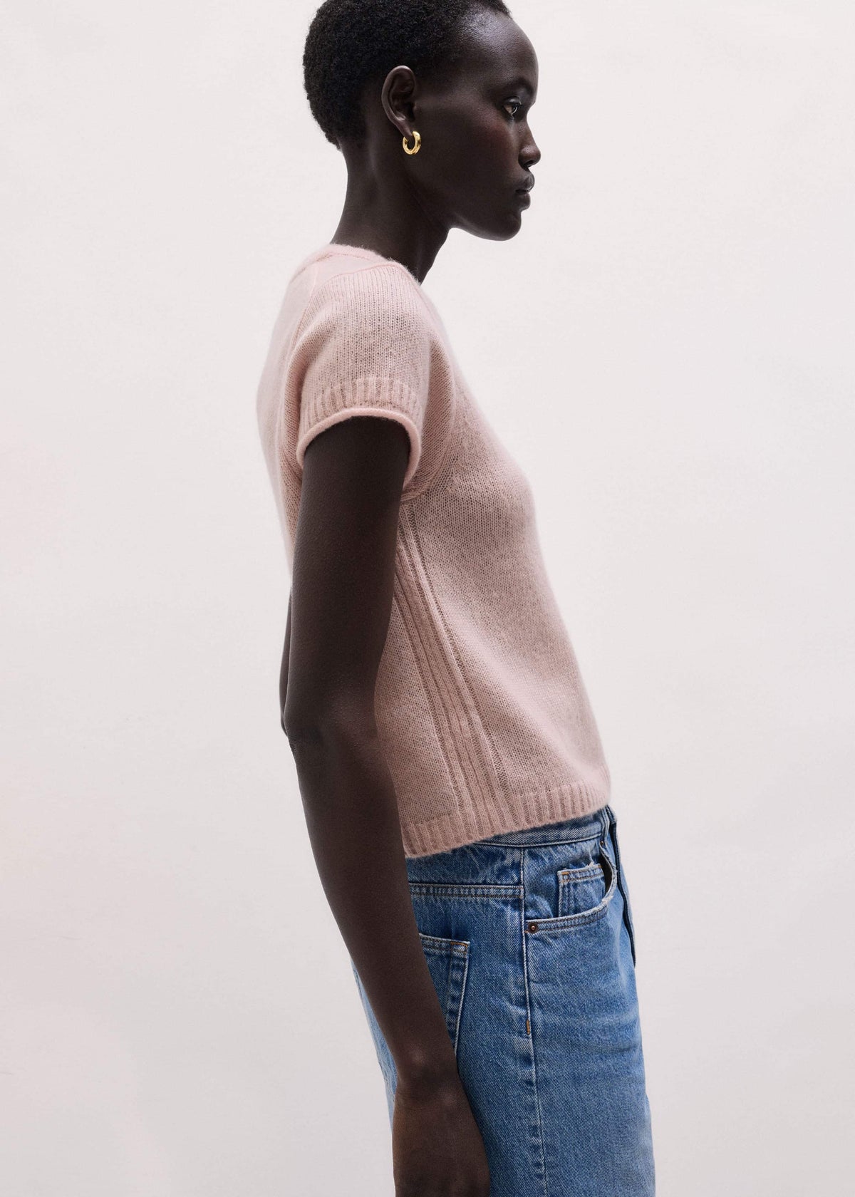 ME+EM Pink Merino Cashmere Silk Straight Baby Tee