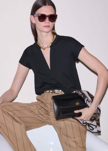 ME+EM Black Open Placket Swing Top