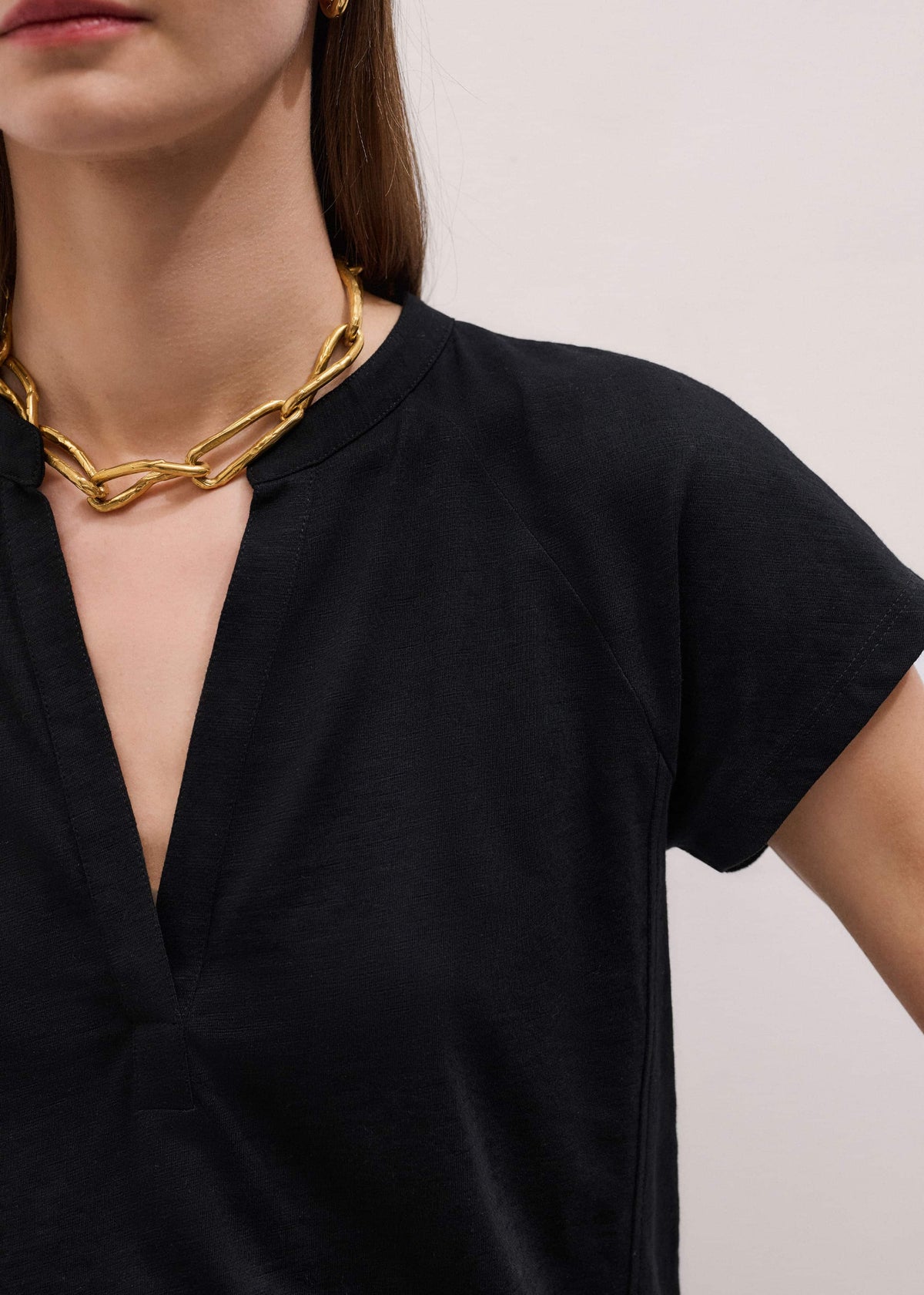 ME+EM Black Open Placket Swing Top