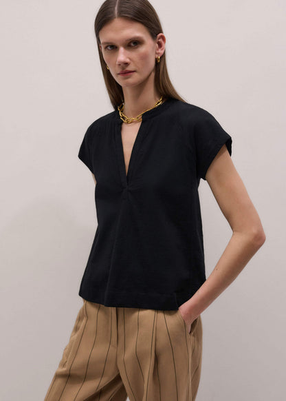 ME+EM Black Open Placket Swing Top