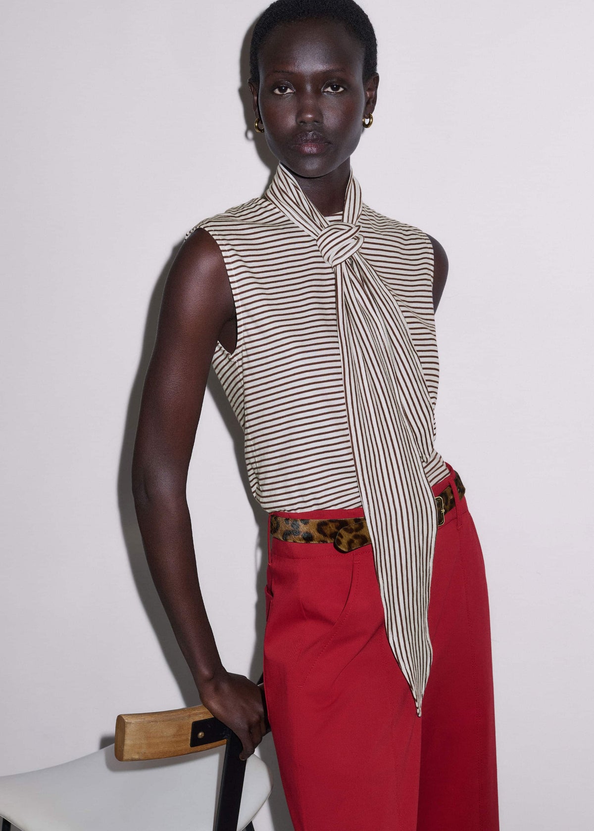 ME+EM Brown Scarf Neck Tank