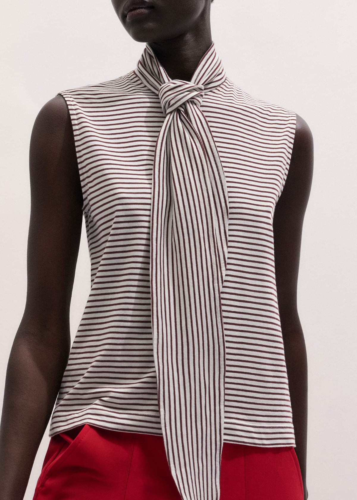 ME+EM Brown Scarf Neck Tank