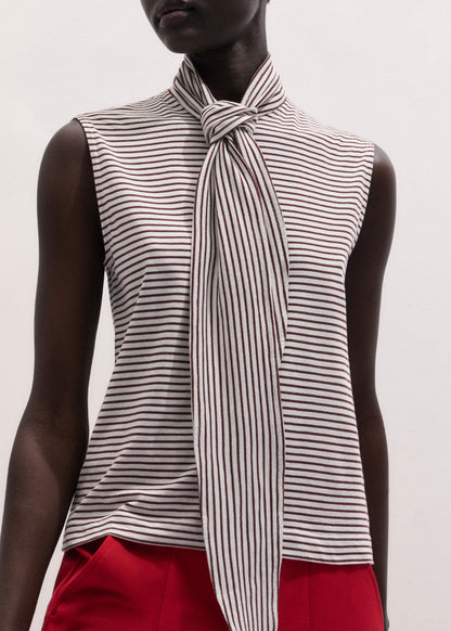 ME+EM Brown Scarf Neck Tank