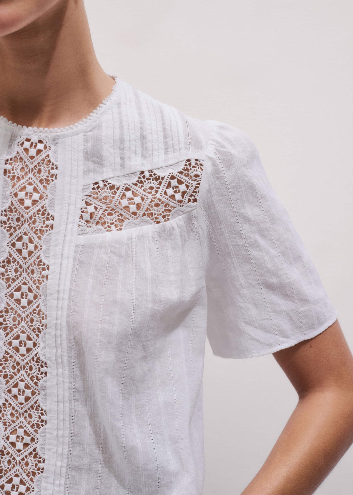 ME+EM White Embroidered Cutout Tee