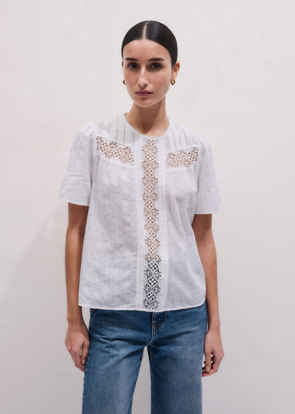 ME+EM White Embroidered Cutout Tee
