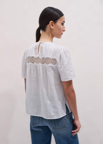 ME+EM White Embroidered Cutout Tee