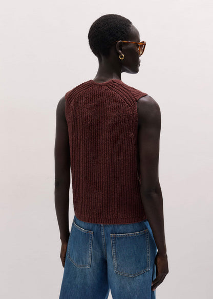 ME+EM Cinnamon Brown Relaxed Knit Vest