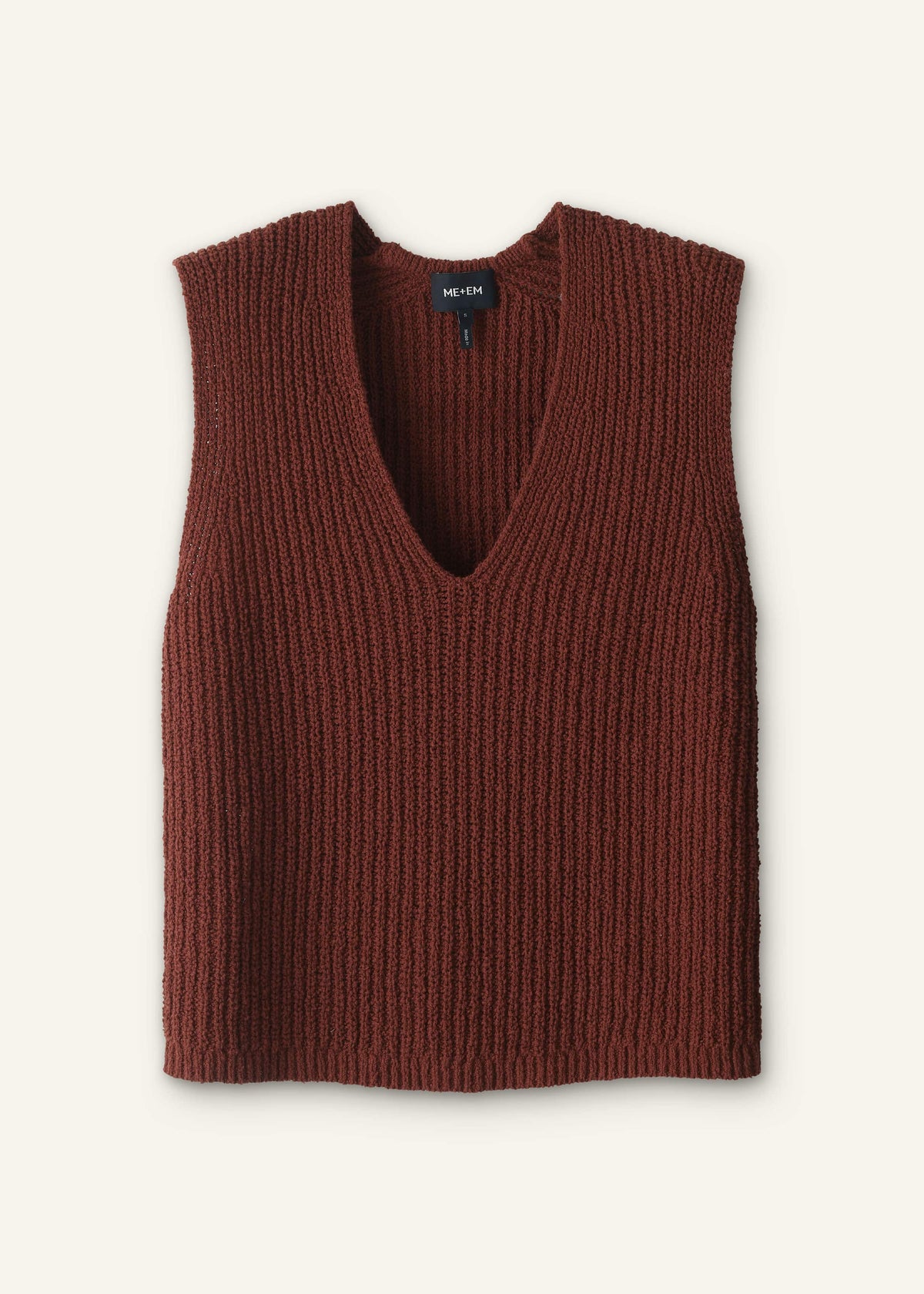 ME+EM Cinnamon Brown Relaxed Knit Vest
