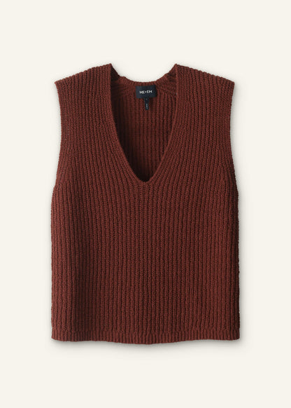 ME+EM Cinnamon Brown Relaxed Knit Vest