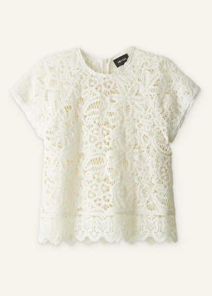 ME+EM Cream Lace Crochet Crop Tee