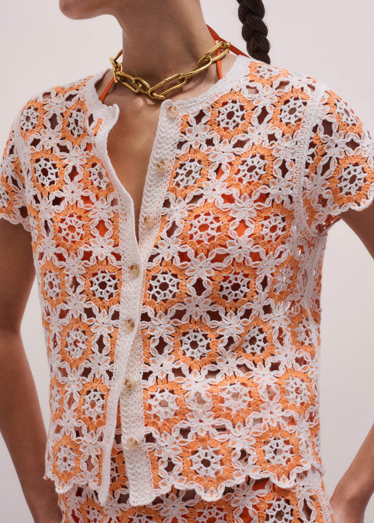 ME+EM Floral Crochet Orange Beach Baby Tee