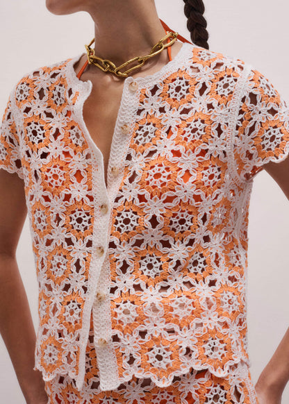 ME+EM Floral Crochet Orange Beach Baby Tee