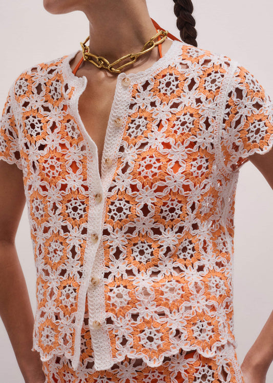 ME+EM Floral Crochet Orange Beach Baby Tee