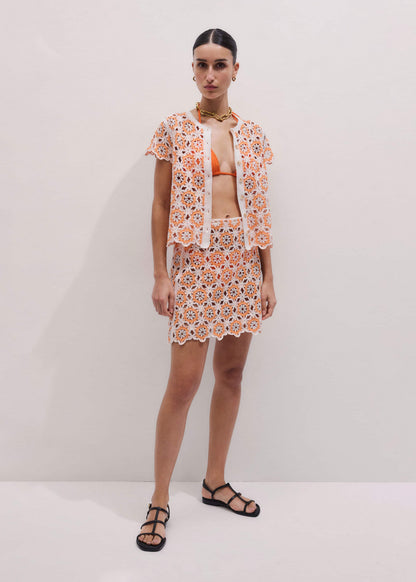 ME+EM Floral Crochet Orange Beach Baby Tee