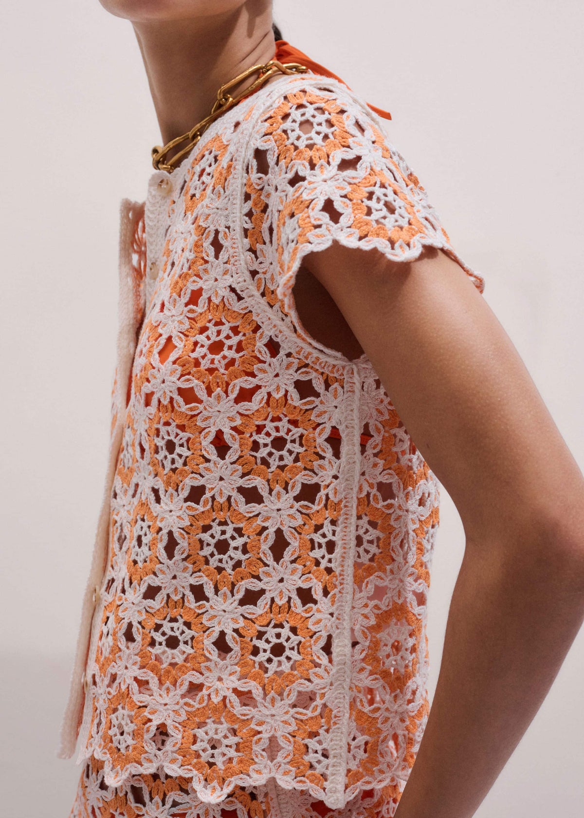 ME+EM Floral Crochet Orange Beach Baby Tee