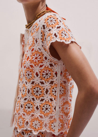 ME+EM Floral Crochet Orange Beach Baby Tee