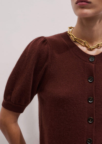 ME+EM Cinnamon Brown Cashmere Feminine Sleeve Cardi