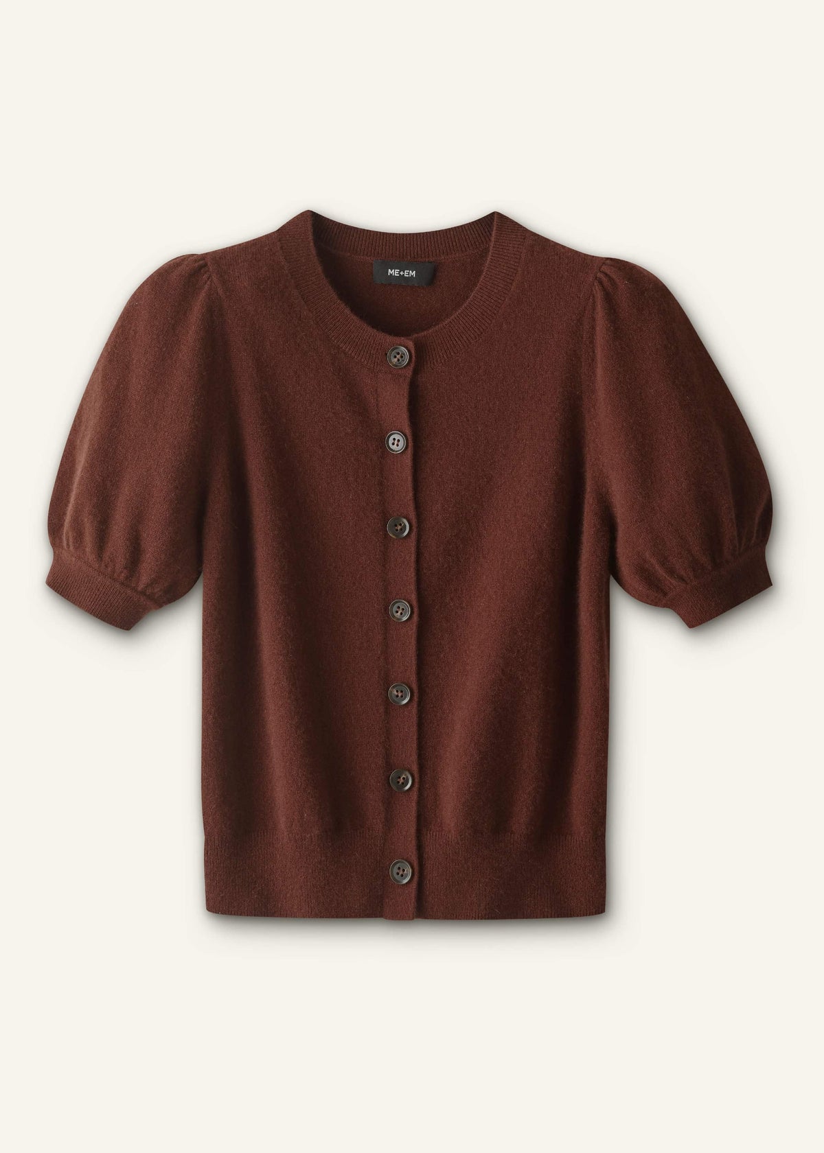 ME+EM Cinnamon Brown Cashmere Feminine Sleeve Cardi