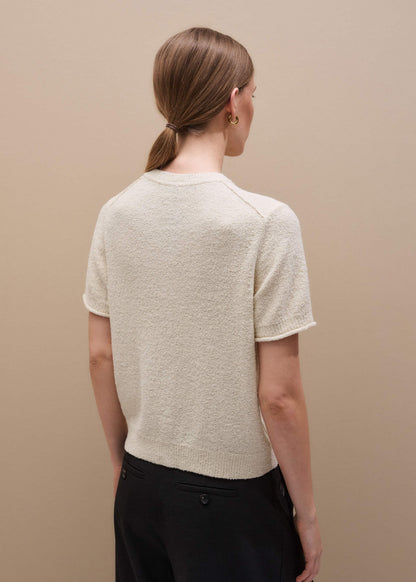ME+EM Cream Short Sleeve Cardigan
