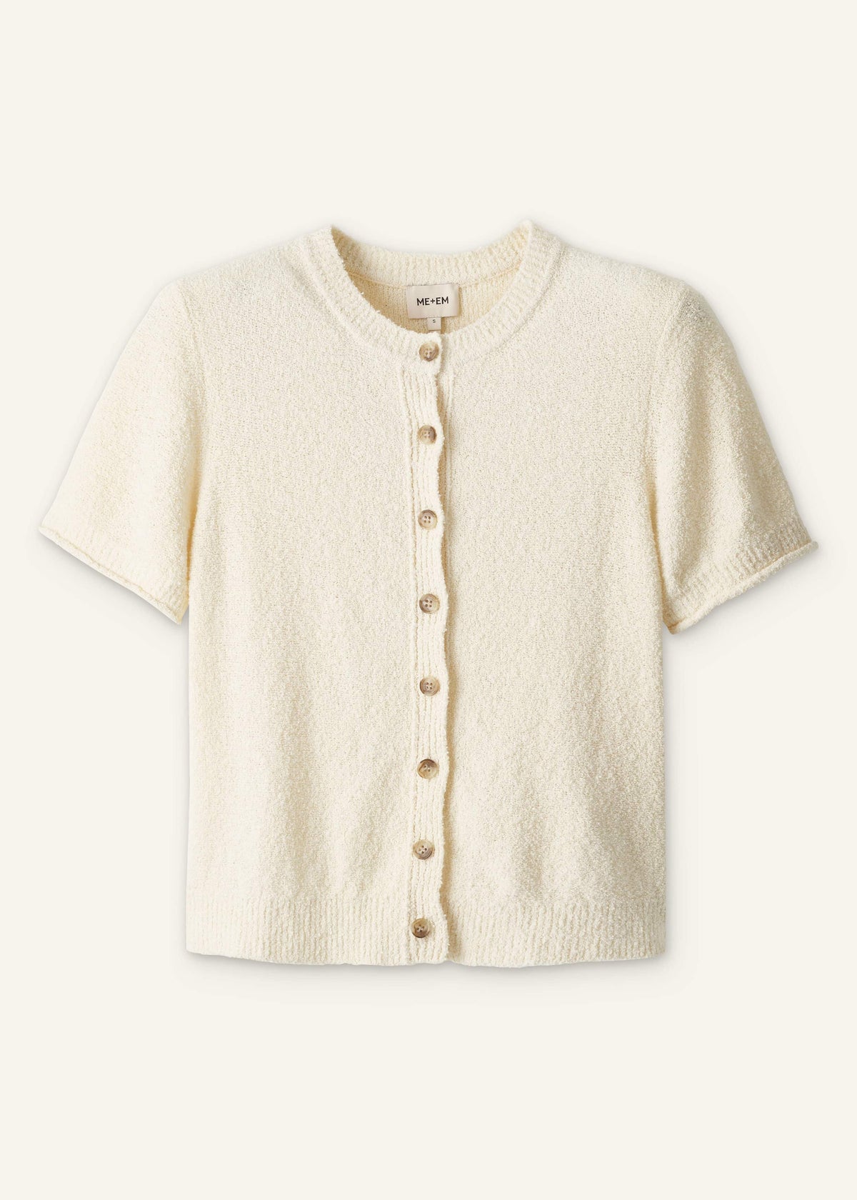 ME+EM Cream Short Sleeve Cardigan