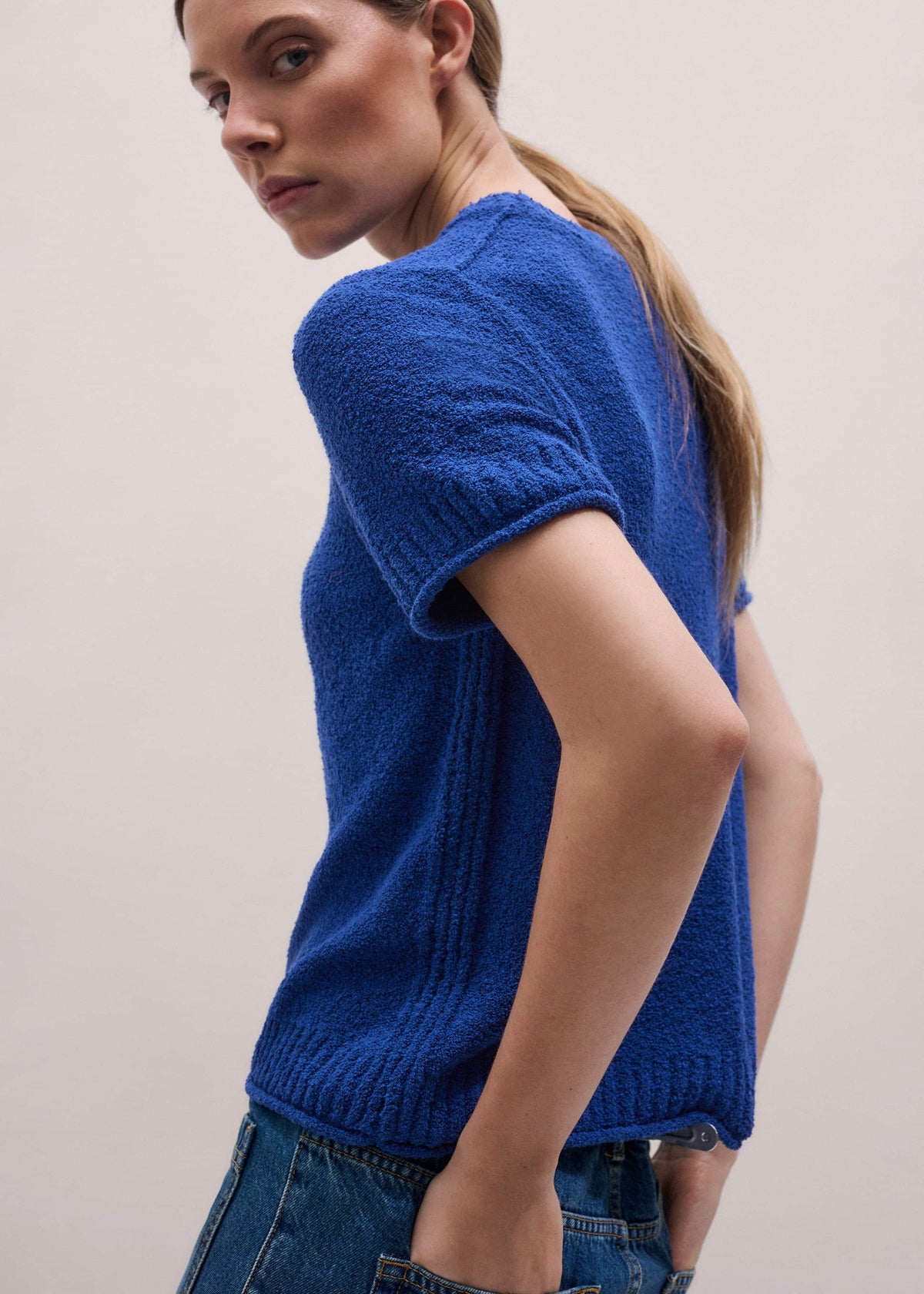 ME+EM Blue Straight Knit Tee