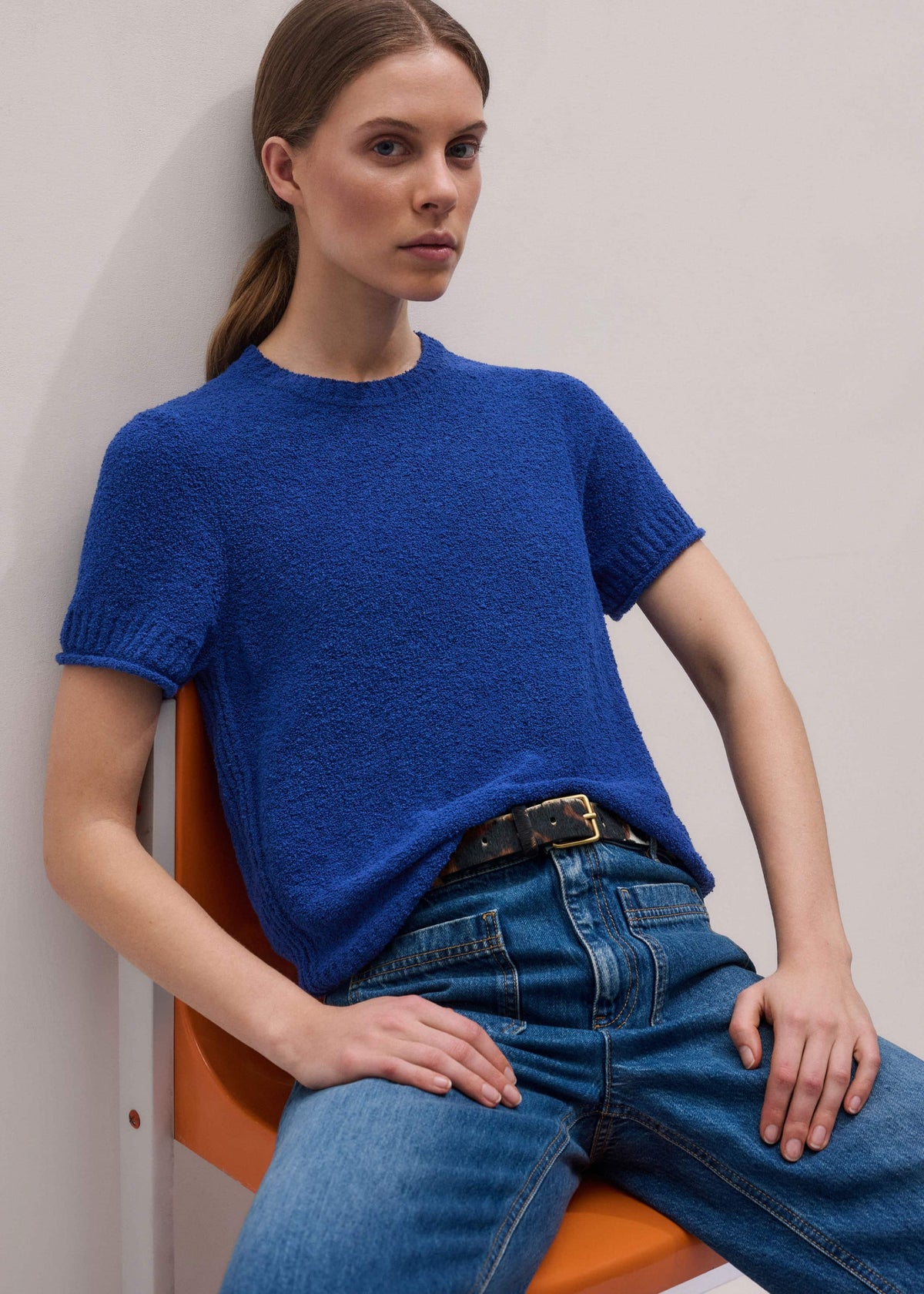 ME+EM Blue Straight Knit Tee