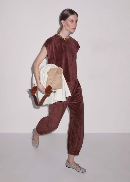 ME+EM Cinnamon Brown Cap Sleeve Crop Tee