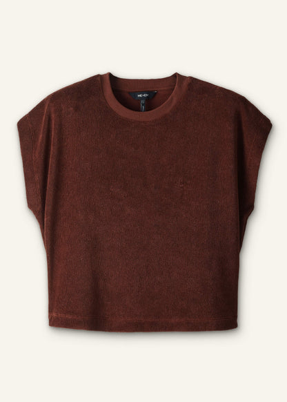 ME+EM Cinnamon Brown Cap Sleeve Crop Tee